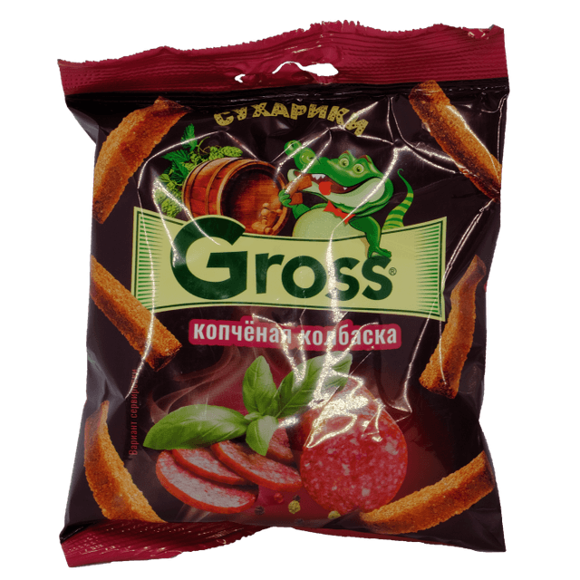Сухарики Gross 40 гр., Копченая колбаска