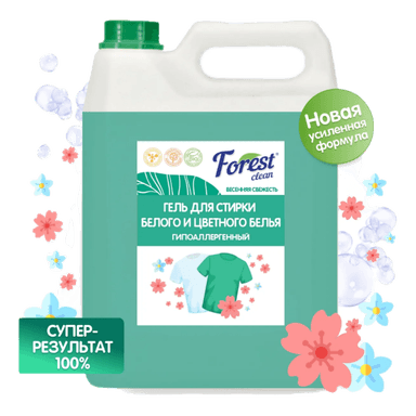 Гель для стирки белья 5 л "FOREST clean" канистра ЕВРО концентрат, Весенняя Свежесть