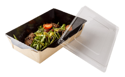 Салатник бумажный 500 мл с прозрачной крышкой 164*115*45 мм ECO OpSalad Black, Крафт