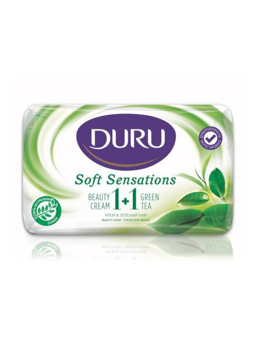 Мыло кусковое 80 г туалетное "DURU" 1+1 SOFT SENS, Зеленый чай