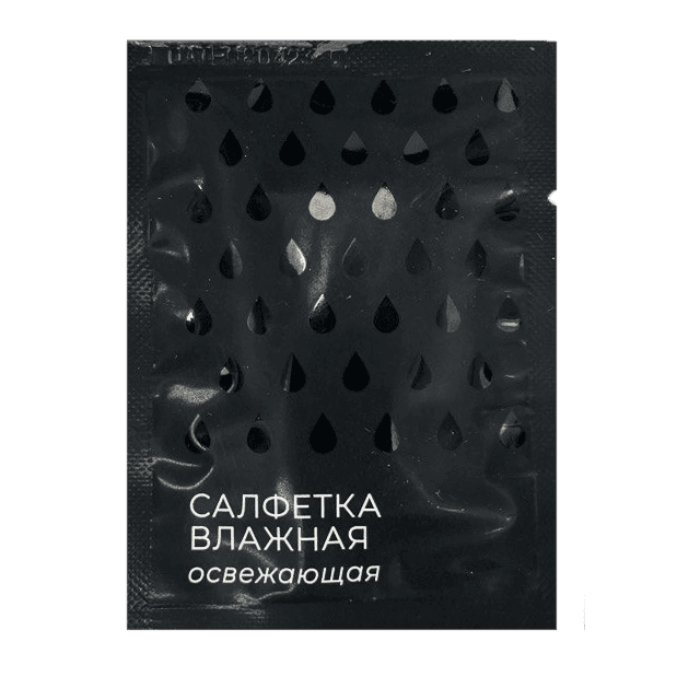 Салфетка влажная в индивидуальной упаковке "Студиопак" 6*8 ЧЕРНАЯ, аромат лемонграсс