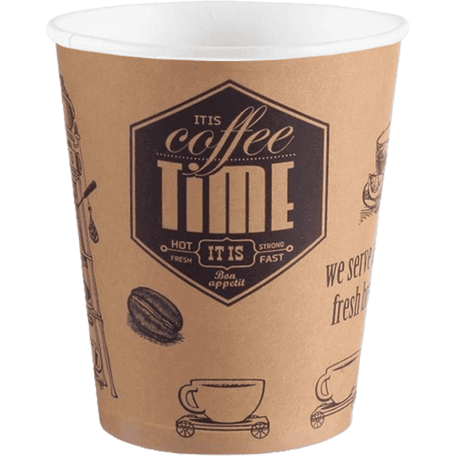 Стакан бумажный 250 мл "Кофе тайм" D-80 мм В