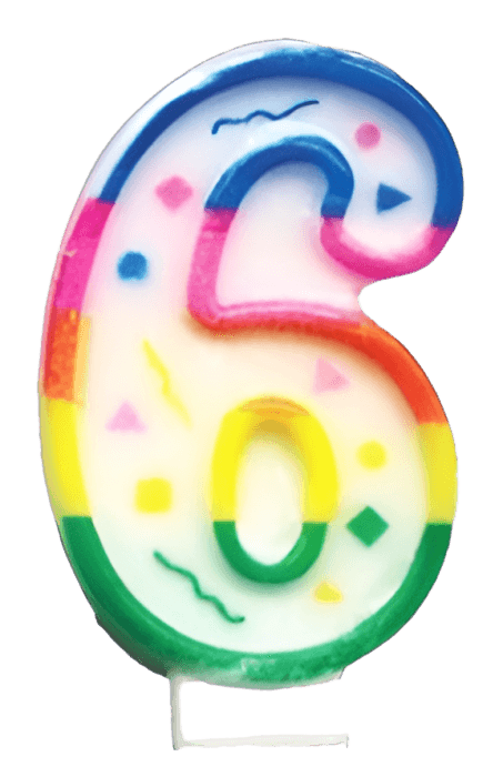 Свеча для торта "Цифра 0-9" двусторонняя, №"6"