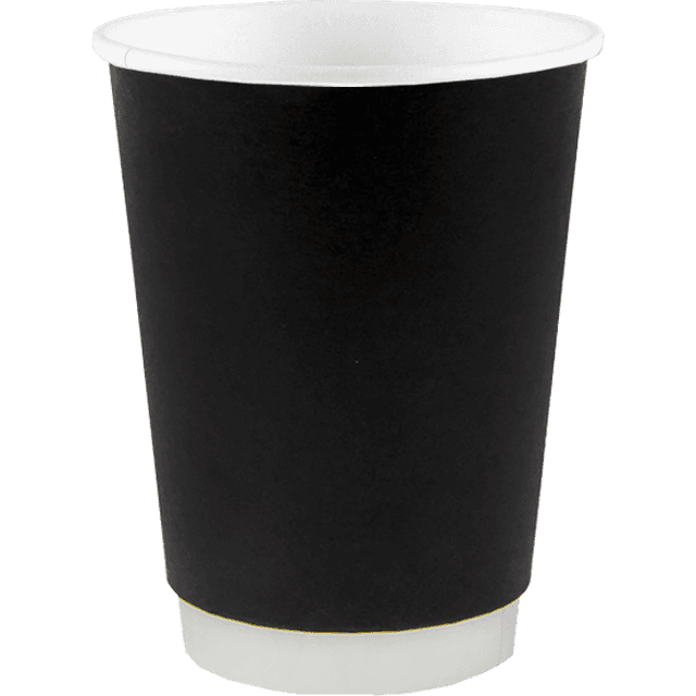 Стакан бумажный 350 мл БЕЗ РИС. ЧЕРНЫЙ двухслойный D-90 мм В