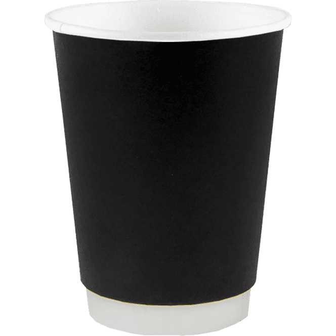 Стакан бумажный 350 мл БЕЗ РИС. ЧЕРНЫЙ двухслойный D-90 мм В