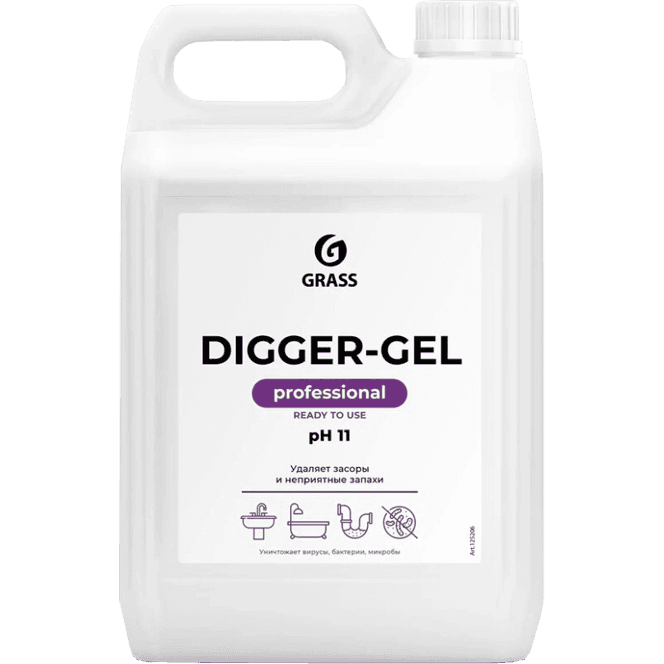 Средство для прочистки канализационных труб Grass DIGGER-GEL 5000 мл