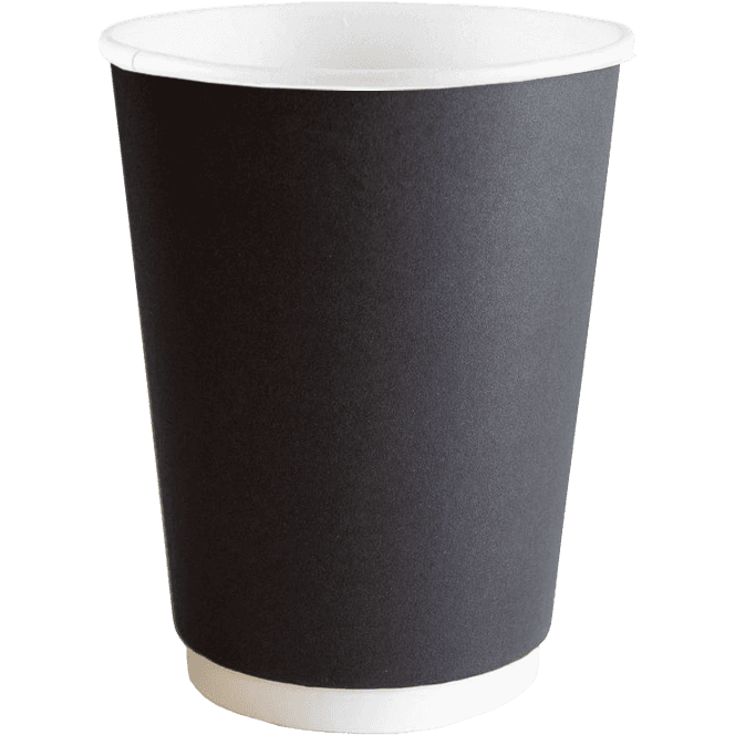 Стакан бумажный 300 мл БЕЗ РИС. ЧЕРНЫЙ Матовый двухслойный ThermoCup D-90 мм Рр