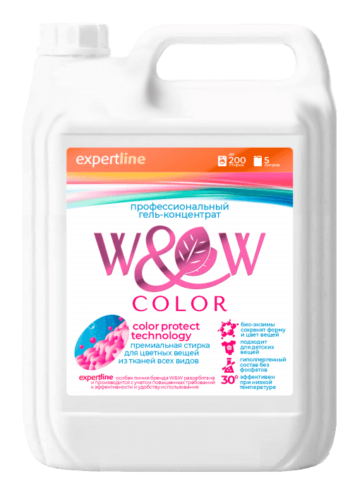 Гель- концентрат для стирки белья 5 л W&W COLOR