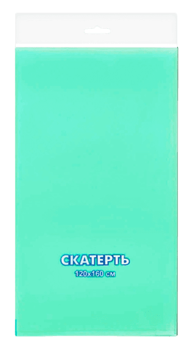 Скатерть 120*160 см "ЗЕЛЕНАЯ" 35 мкм, без рисунка в индив. упак. Интерпак