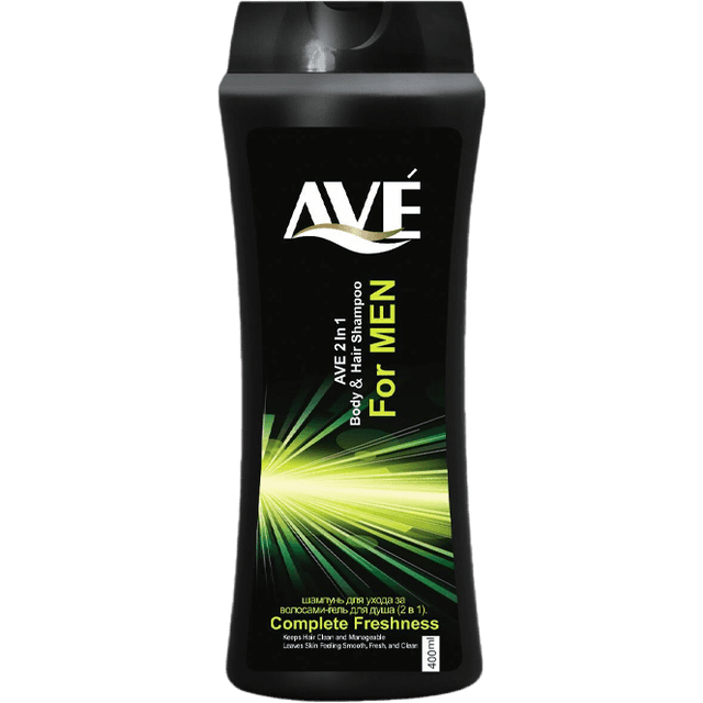 Шампунь + гель для душа 400 мл AVE мужской, Complete Freshness/Совершенная свежесть