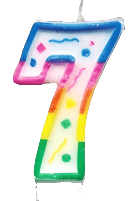 Свеча для торта "Цифра 0-9" двусторонняя, №"7"