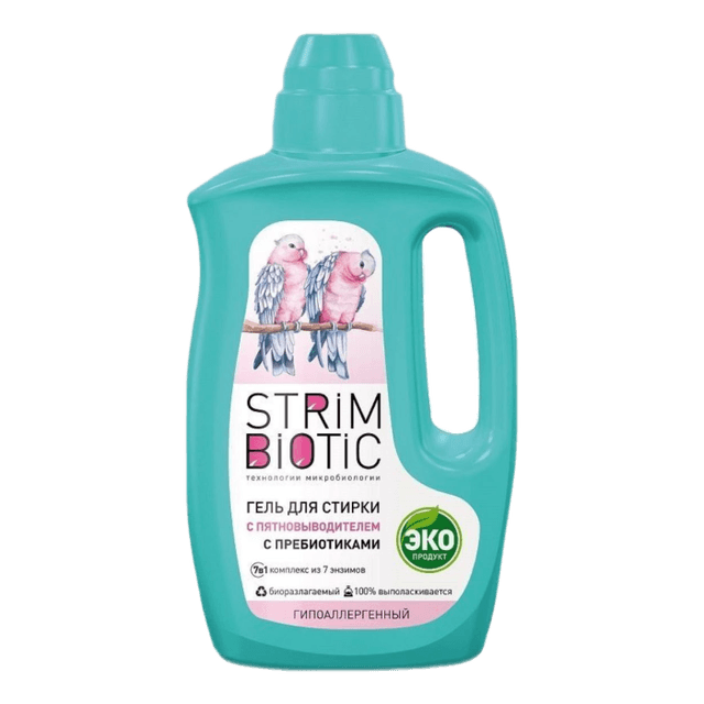 Гель для стирки белья 1 л/1000 мл "STRIMBIOTIC" 2в1 с пятновыводителем