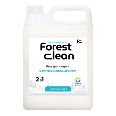 Гель для стирки белья 5 л "FOREST clean" с пятновыводителем канистра ЕВРО, концентрат, "Зимний лес"