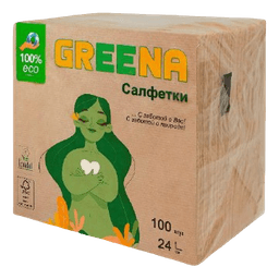 Салфетка бумажная 1/однослойная 24*24 "Greena" Крафт (100 лист.пач)