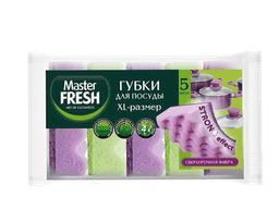 Губки для мытья посуды Master FRESH XL -размер STRONG effect (5 шт.упак)