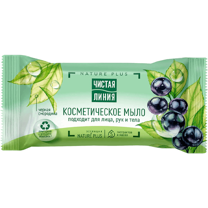 Мыло кусковое 75 г "Чистая линия" косметическое, Смородина