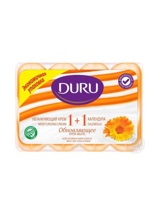 Мыло кусковое 85 г туалетное "DURU" PURE NATURAL (4 шт.упак), Календула