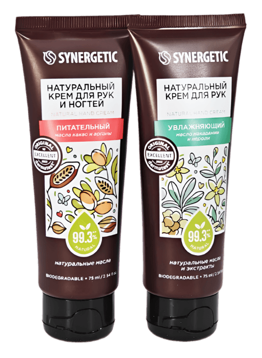 Подарочный набор Крем для рук 75 мл + крем для рук 75 мл SYNERGETIC natural hand care