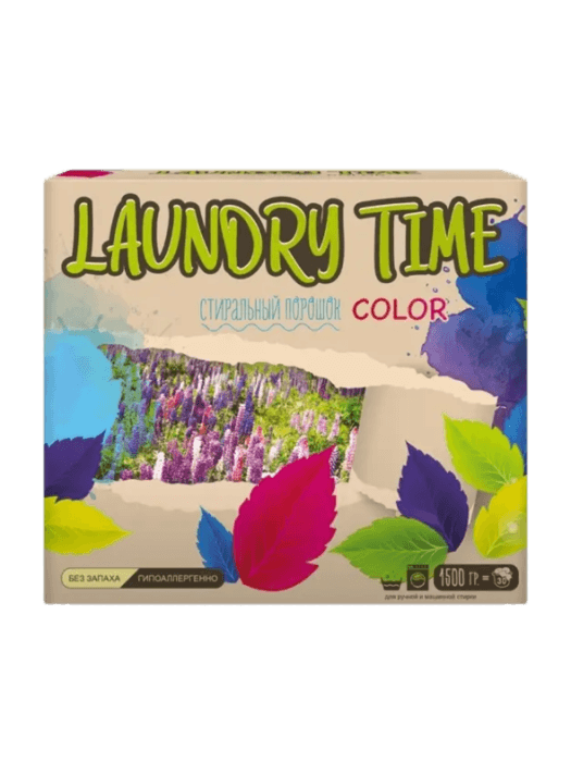 Стиральный порошок 1,5 кг LAUNDRY TIME COLOR, картон