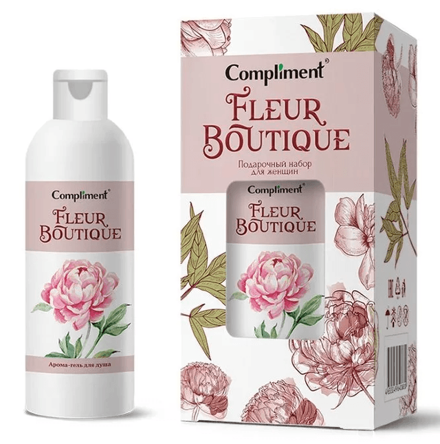 Подарочный набор "Compliment" FLEUR BOUTIQUE ПН №1580 Peony/Aрома-гель для душа 200 мл + Соль лаванда 100гр