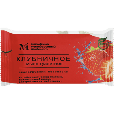 Мыло кусковое 100 гр туалетное "Клубничное" в цвет. оберт. флоупак марки Ординарное ММК