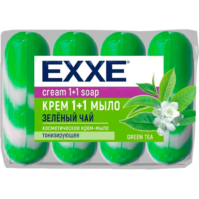 Косметическое мыло 75 гр "EXXE" полосатое ЭКОПАК (4 шт.упак), Зеленое, Зеленый чай