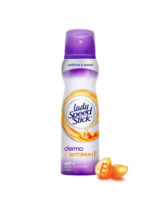 Дезодорант спрей 150 мл "Lady speed stick" ЖЕНСКИЙ, Derma Витамин Е