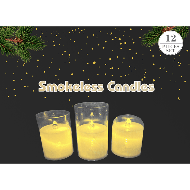 Свечи пластиковые НГ, с рисунком, на батарейках 11,5 см