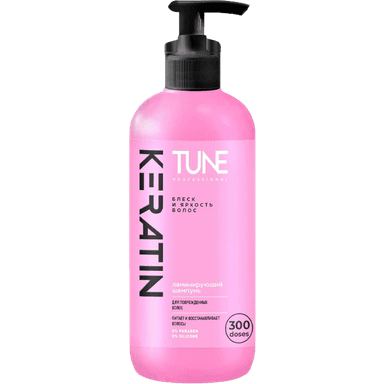 Шампунь 500 мл TUNE Keratin shampoo Для блеска и яркости волос, с дозатором