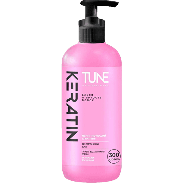 Шампунь 500 мл TUNE Keratin shampoo Для блеска и яркости волос, с дозатором