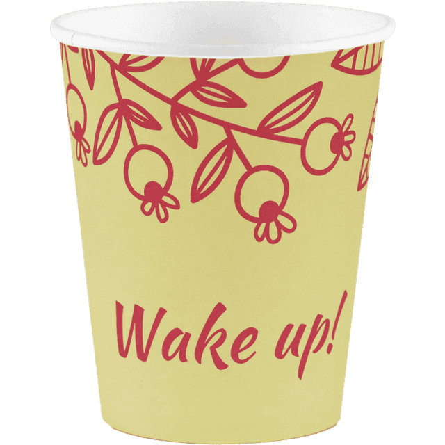 Стакан бумажный 350 мл УЛЫБНИСЬ ФУКСИЯ D-90 мм БЛ
