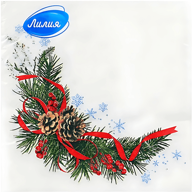 Салфетка бумажная НГ 2-х/двухслойная 33*33 "Лилия" (20 лист.пач), Хвойная