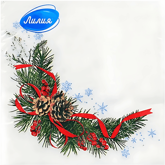 Салфетка бумажная НГ 2-х/двухслойная 33*33 "Лилия" (20 лист.пач), Хвойная