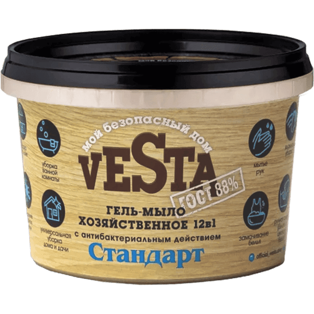 Гель-мыло хозяйственное 500 мл "Vesta" Гост 88%, Стандарт