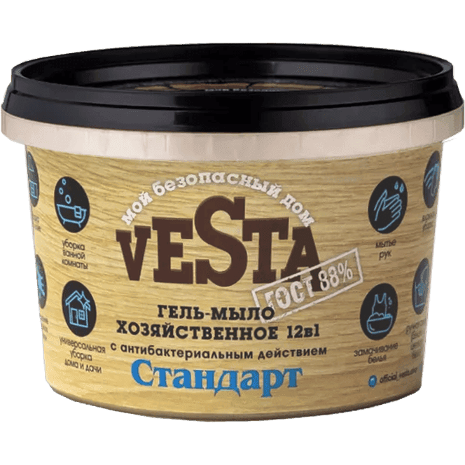 Гель-мыло хозяйственное 500 мл "Vesta" Гост 88%, Стандарт