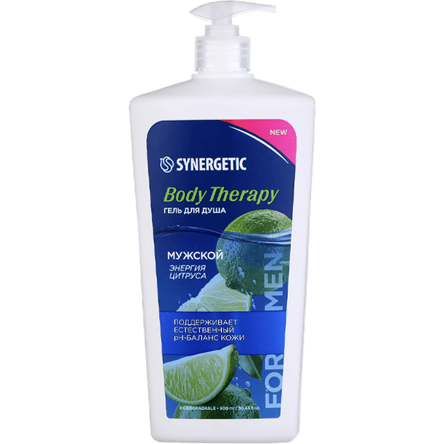 Гель для душа 900 мл SYNERGETIC Body Therapy, Мужской, Энергия цитруса