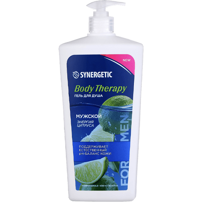 Гель для душа 900 мл SYNERGETIC Body Therapy, Мужской, Энергия цитруса