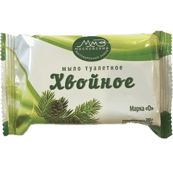 Мыло кусковое 200 г туалетное "Хвойное" в цветной обертке