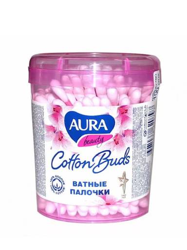 Ватные палочки для ушей "AURA" стакан (100 шт.упак)