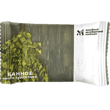 Мыло кусковое 200 г туалетное "Банное" в цвет. оберт. флоупак марки Ординарное ММК