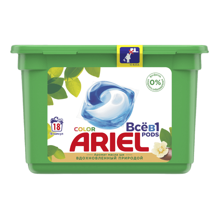 Капсулы для стирки белья "Ariel" 18 капсул 23,8 г, Масло Ши