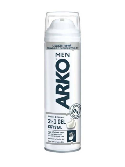Гель для бритья 200 мл "Arko", Crystal с белой глиной