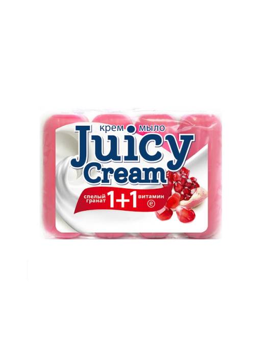Крем-мыло кусковое 90 г "Juicy Cream" (4 шт.упак), Спелый гранат+Витамин Е