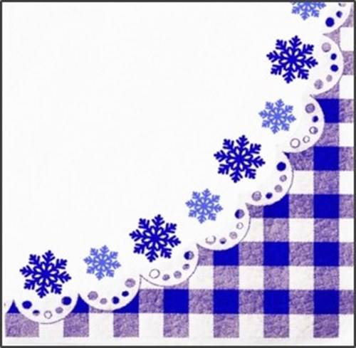 Салфетка бумажная НГ 1/однослойная 24*24 "Лилия" с рисунком Ассорти (50 лист.пач), Снежинка -клетка