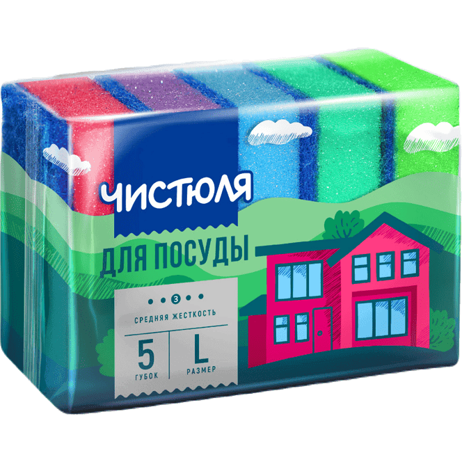 Губка для посуды "Чистюля" 5 L (5 шт.упак)