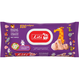 Салфетка влажная 120 шт. Lili с клапаном (120 салф.пач), Экстракт Ромашки