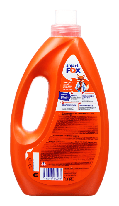 Гель-концентрат для стирки белья 2,04 л SMART FOX, COLOR Весеннее утро