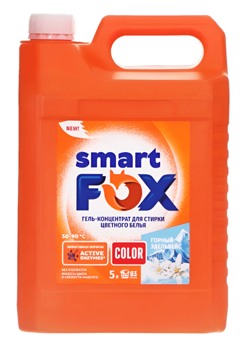 Гель-концентрат для стирки белья 5 л SMART FOX, COLOR Горный эдельвейс