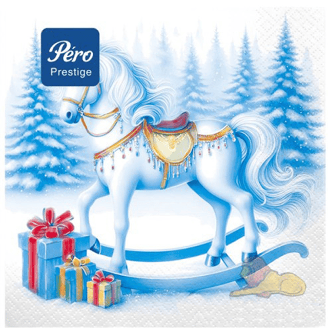 Салфетка бумажная НГ 3-х/трехслойная 33*33 "Pero Prestige" (20 лист.пач), Лошадка