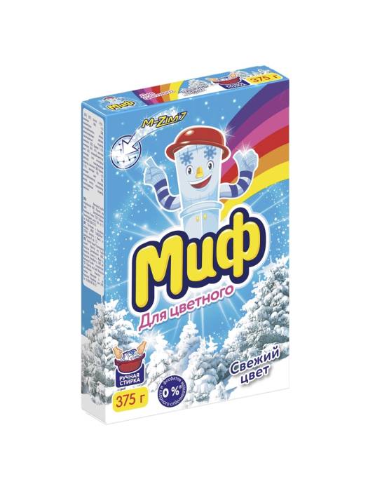 Стиральный порошок 375 г "Миф" ручной, Свежий цвет
